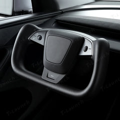 Premium Nappa Leather Yoke Steering Wheel for Tesla Model Y Juniper & Model 3 Highland– Inspired by Model S/X