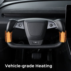 Premium Nappa Leather Yoke Steering Wheel for Tesla Model Y Juniper & Model 3 Highland– Inspired by Model S/X