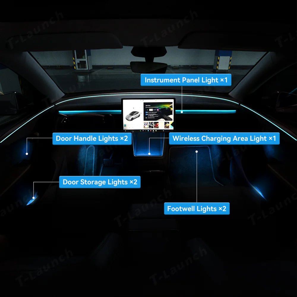Interior RGB Ambient Lighting Kit for Tesla Model Y Juniper / Model 3 ...