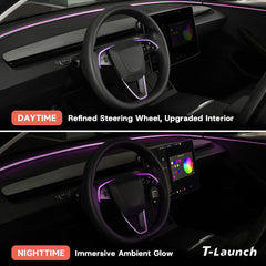 RGB Steering Wheel Ambient Lighting Kit for Tesla Model 3 Highland 2024+/Model Y Juniper 2025+/Model YL 2026+
