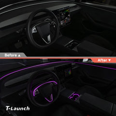 RGB Steering Wheel & Cup Holder Ambient Light Kit for Tesla Model 3 Highland 2024+ / Model Y Juniper 2025+ / Model YL 2026+