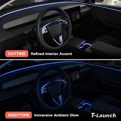RGB Steering Wheel & Cup Holder Ambient Light Kit for Tesla Model 3 Highland 2024+ / Model Y Juniper 2025+ / Model YL 2026+
