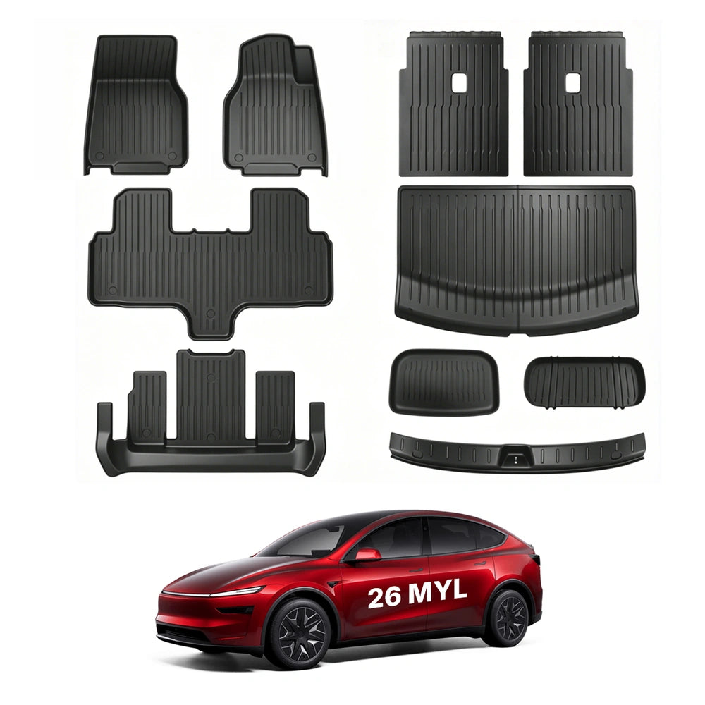 All-Weather TPE Floor Mats & Cargo Liners Set for Tesla Model YL 6-Seater 2026+