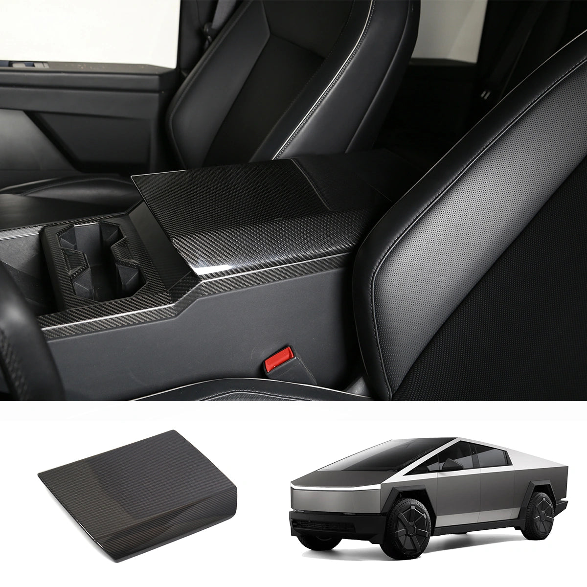 [Real Carbon Fiber] Center Console Armrest Cover for Tesla Cybertruck 2024+
