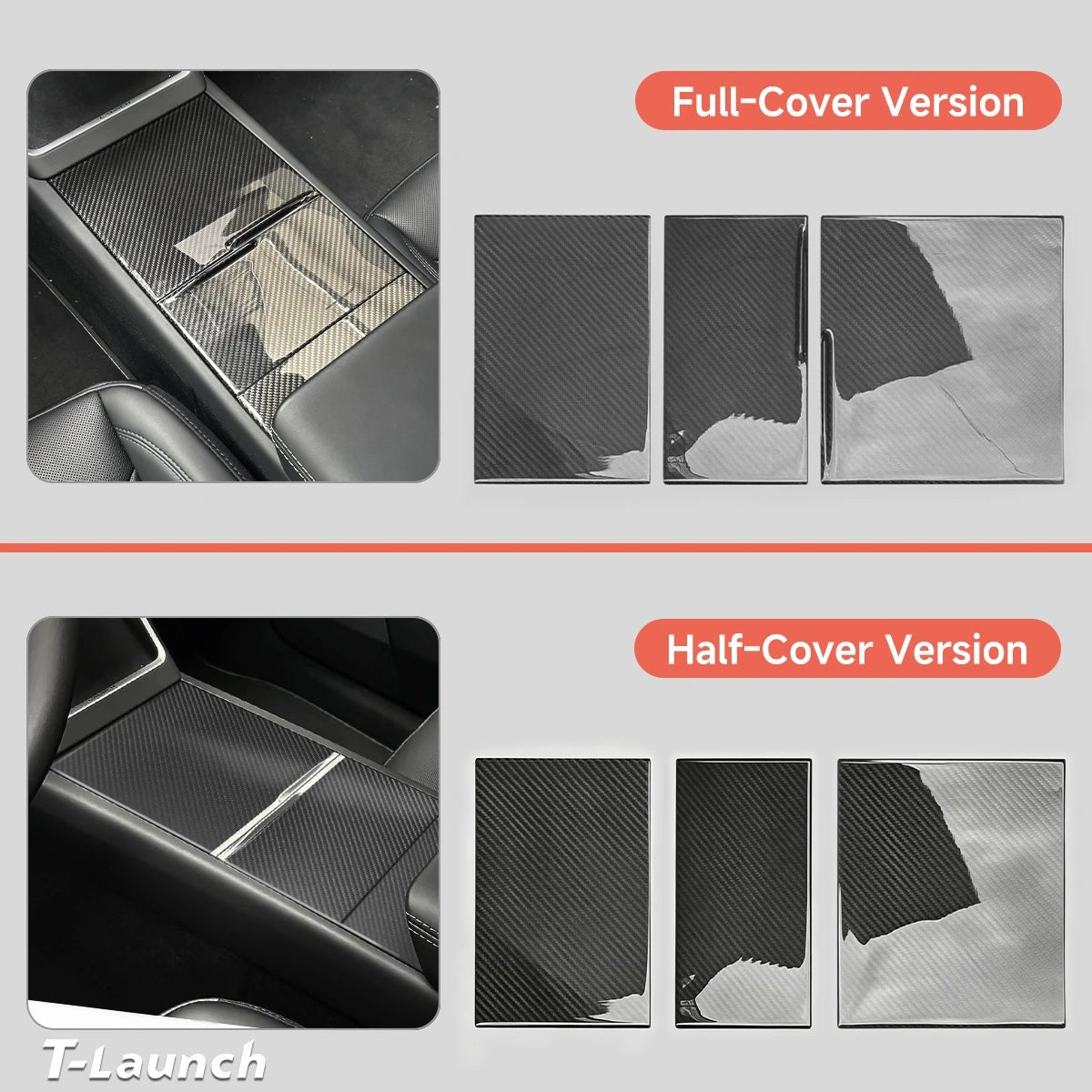 [Real Carbon Fiber] Center Console Panel Cover for Tesla Model YL 2026+ - T-Launch