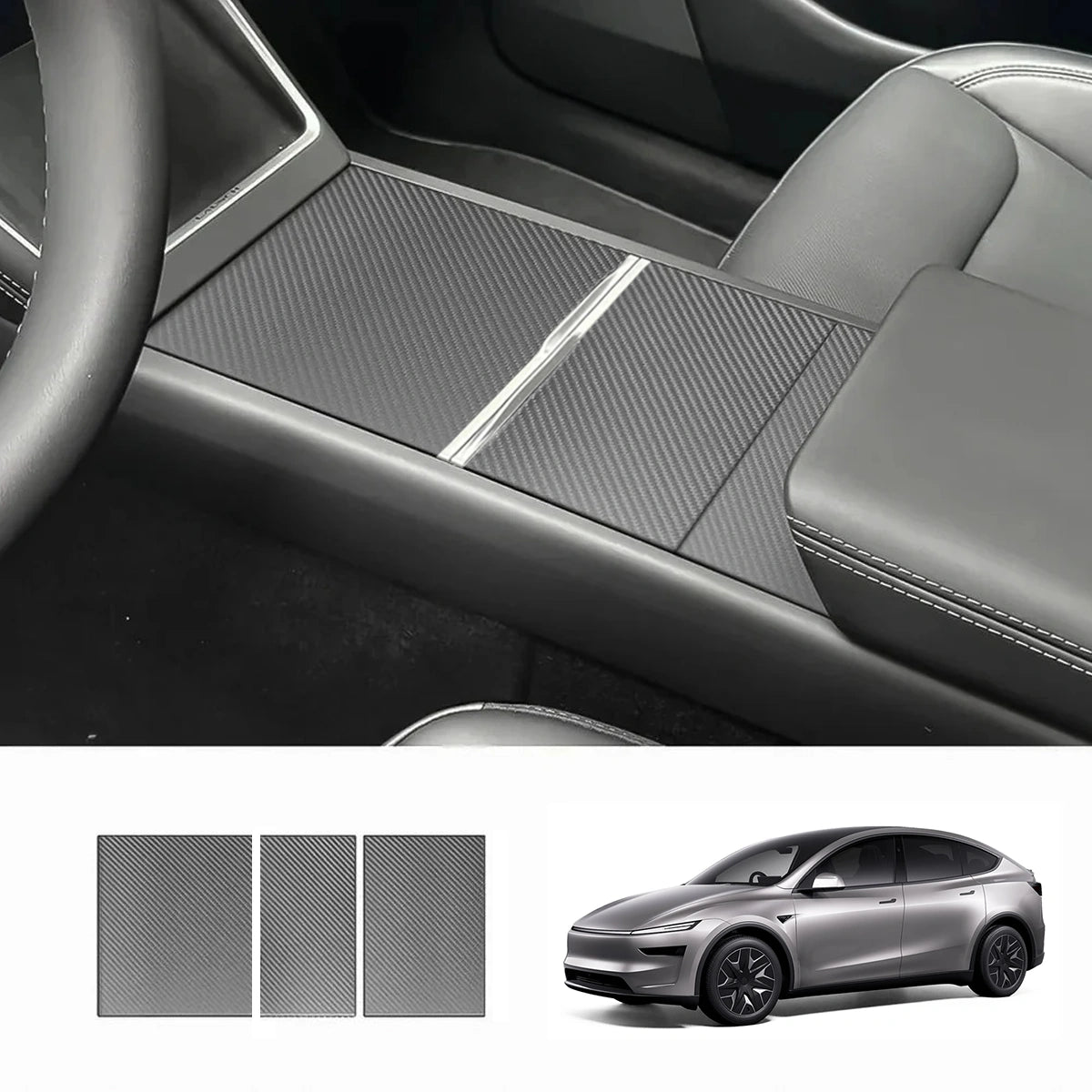 [Real Carbon Fiber] Center Console Panel Cover for Tesla Model YL 2026+ - T-Launch