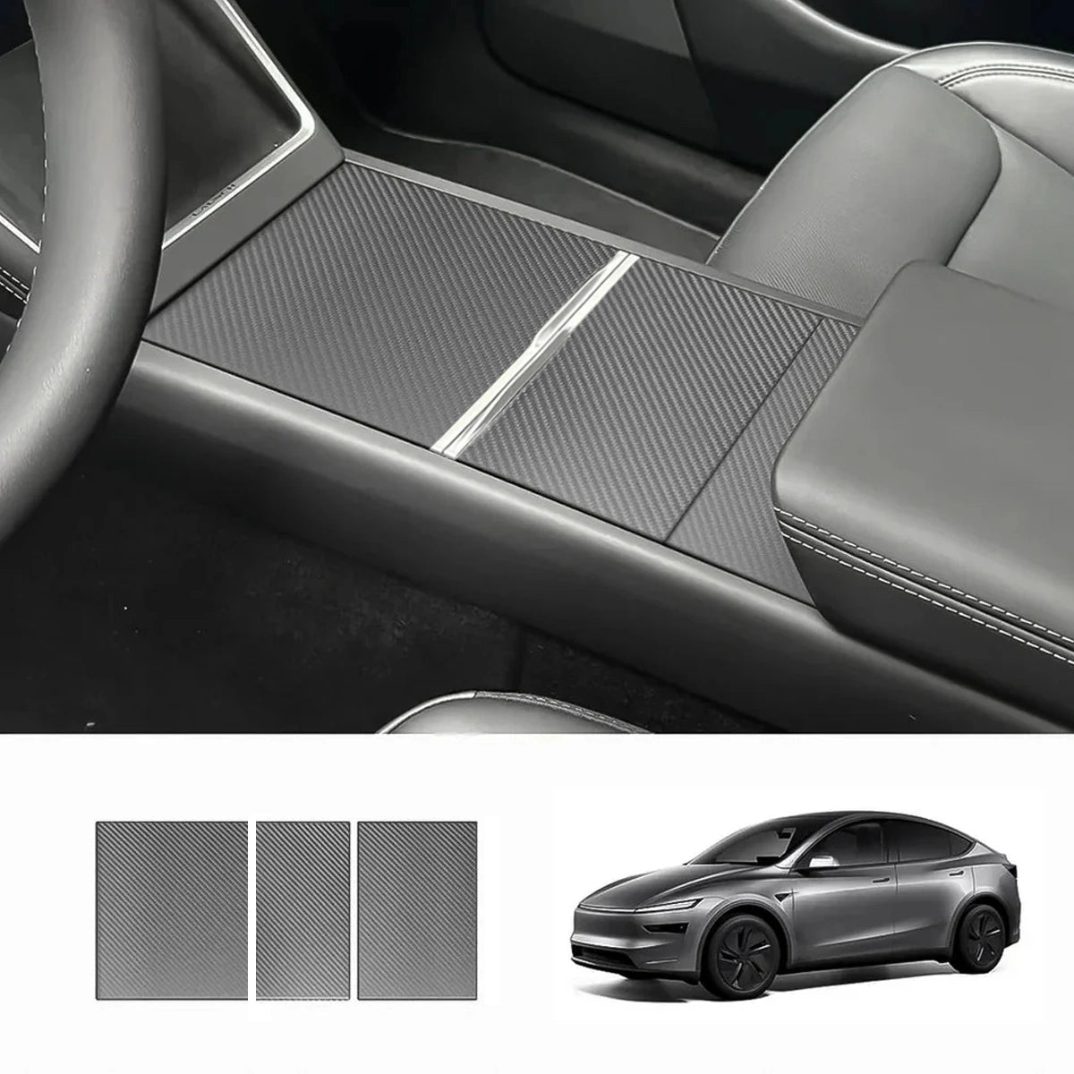 [Real Carbon Fiber] Center Console Panel Cover for Tesla Model Y Juniper 2025+ - T-Launch