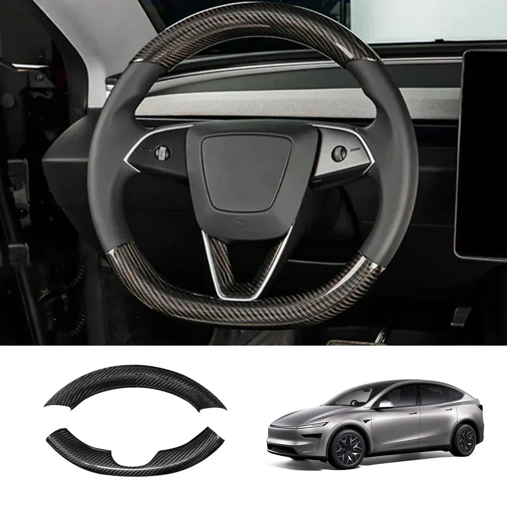 [Real Carbon Fiber] Steering Wheel Trim Cover Kit for Tesla Model YL 2026+