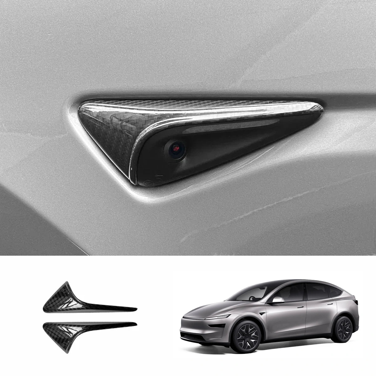 [Real Carbon Fiber] Turn Signal Camera Overlay Covers For Tesla Model YL 2026+ (2 Pcs)