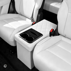 Foldable Rear Seat Storage Box with Cup Holders for Tesla Model Y L 2026+