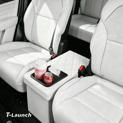 Foldable Rear Seat Storage Box with Cup Holders for Tesla Model Y L 2026+