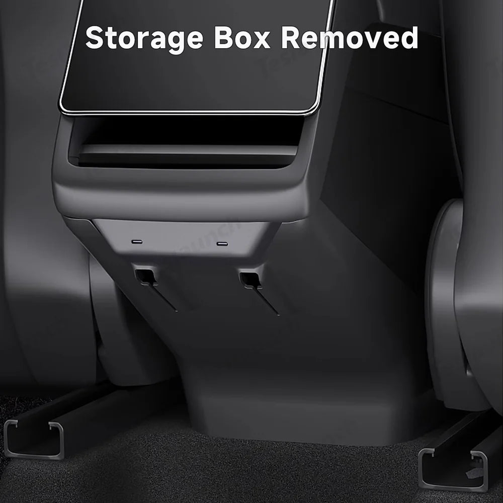 Rear Center Console Kick Guard & Storage Box for Tesla Model Y Juniper 2025+ / Model 3 Highland 2024+