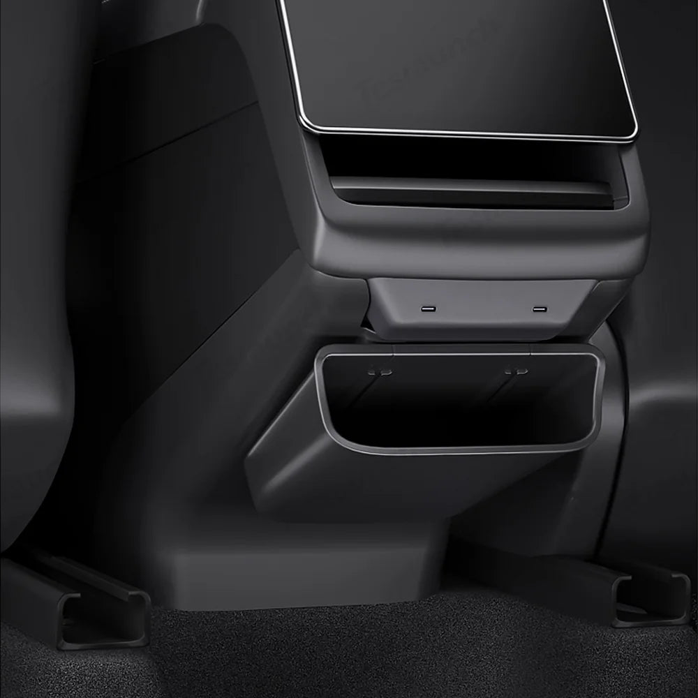 Rear Center Console Kick Guard & Storage Box for Tesla Model Y Juniper 2025+ / Model 3 Highland 2024+