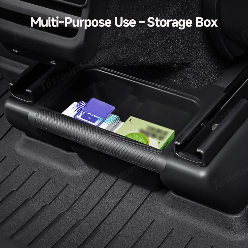 Multifunktionaler Mülleimer mit Klappdeckel hinten für Tesla Model Y Juniper 2025+