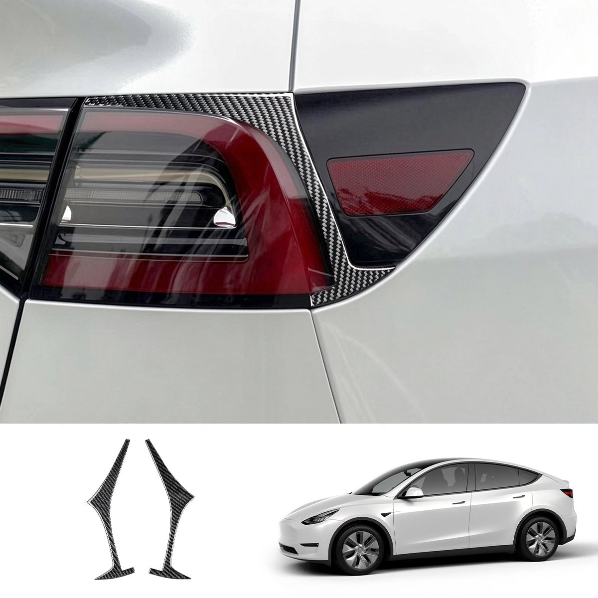 [Real Carbon Fiber] Rear Tail Light Eyebrow Trim for Tesla Model 3/Y 2017–2022 (1 Pair) - T-Launch