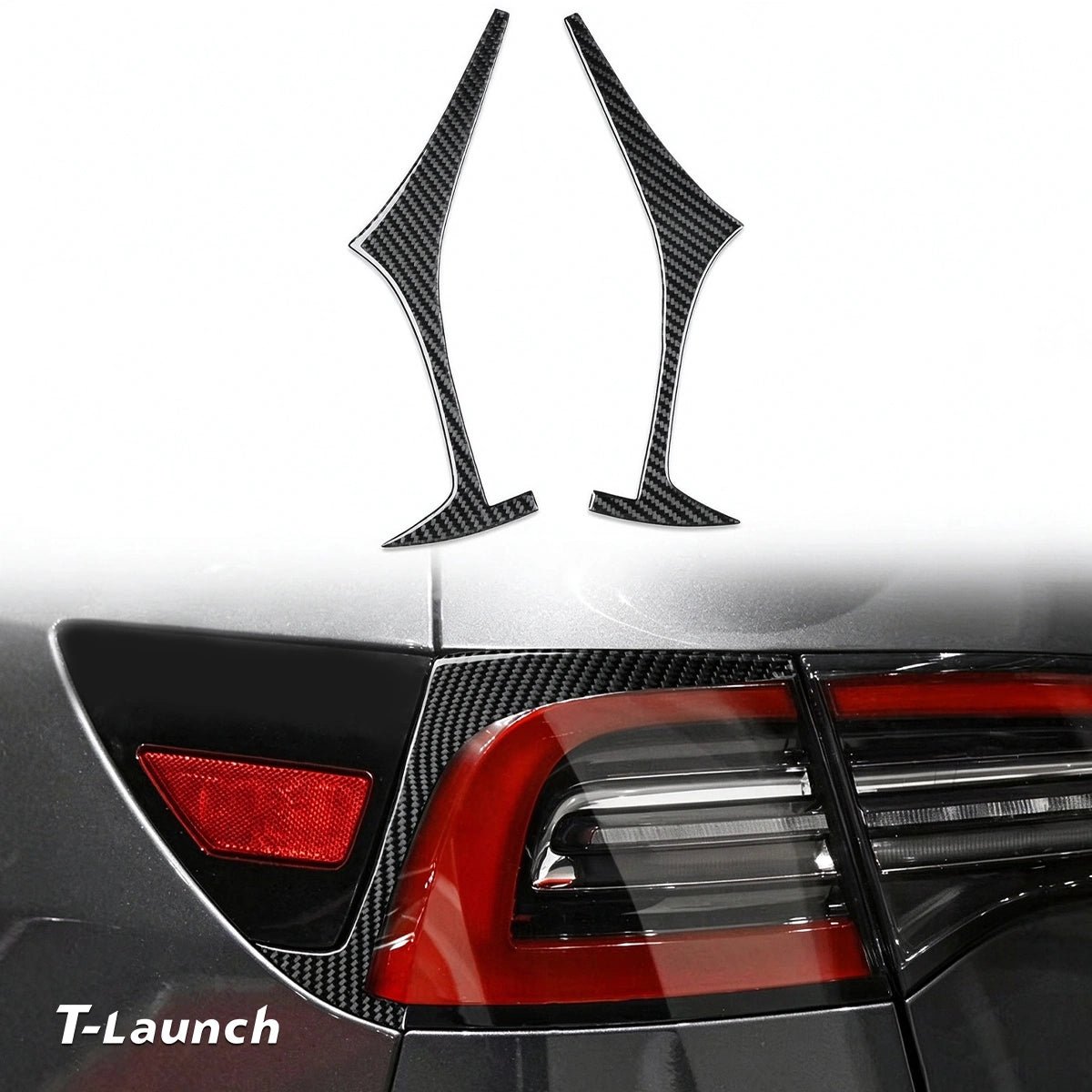 [Real Carbon Fiber] Rear Tail Light Eyebrow Trim for Tesla Model 3/Y 2017–2022 (1 Pair) - T-Launch