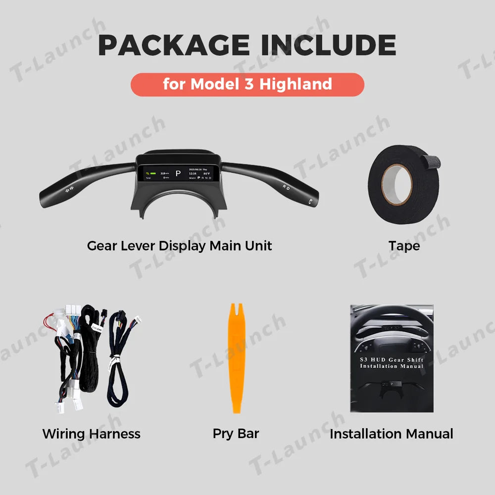 S3 HUD Gear Shift Stalk Kit for Tesla Model Y Juniper 2025+ / Model 3 Highland 2024+
