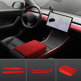 Red Alcantara Wrap Kit Interiørtilbehør for 2021-2023 Model 3 og Model Y