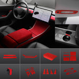 Kit de envoltório de Alcantara vermelho Acessórios internos para 2021-2023 Model 3 e Model Y