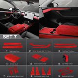 Kit de envoltório de Alcantara vermelho Acessórios internos para 2021-2023 Model 3 e Model Y