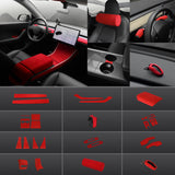 Red Alcantara Wrap Kit Interior Accessories for 2021-2023 Model 3 and Model Y