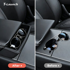 Silicone Armrest Organizer with Sunglasses Storage for Tesla Model Y Juniper 2025+/Model 3 Highland 2024+/Model YL 2026+