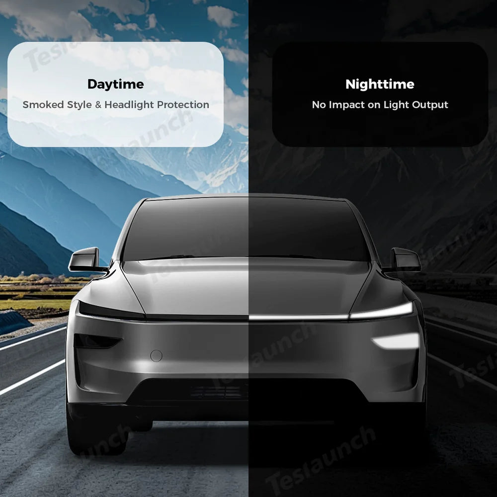 Smoked Tint TPU Headlight and Taillight Protection Film for Tesla Model Y Juniper 2025+