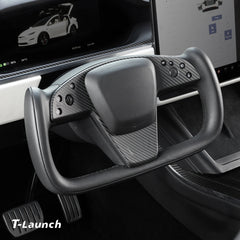 [Real Carbon Fiber] Jug Capac Volan Suprapunere Panou Placa Pentru Model S/X (2021-2024)