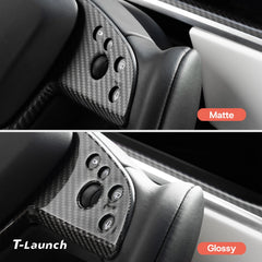 [Real Carbon Fiber] Jug Capac Volan Suprapunere Panou Placa Pentru Model S/X (2021-2024)