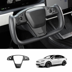 [Real Carbon Fiber] Jug Capac Volan Suprapunere Panou Placa Pentru Model S/X (2021-2024)