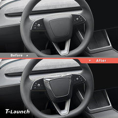 [Real Carbon Fiber] Steering Wheel Airbag Center Trim Cover for Tesla Model 3 Highland 2024+
