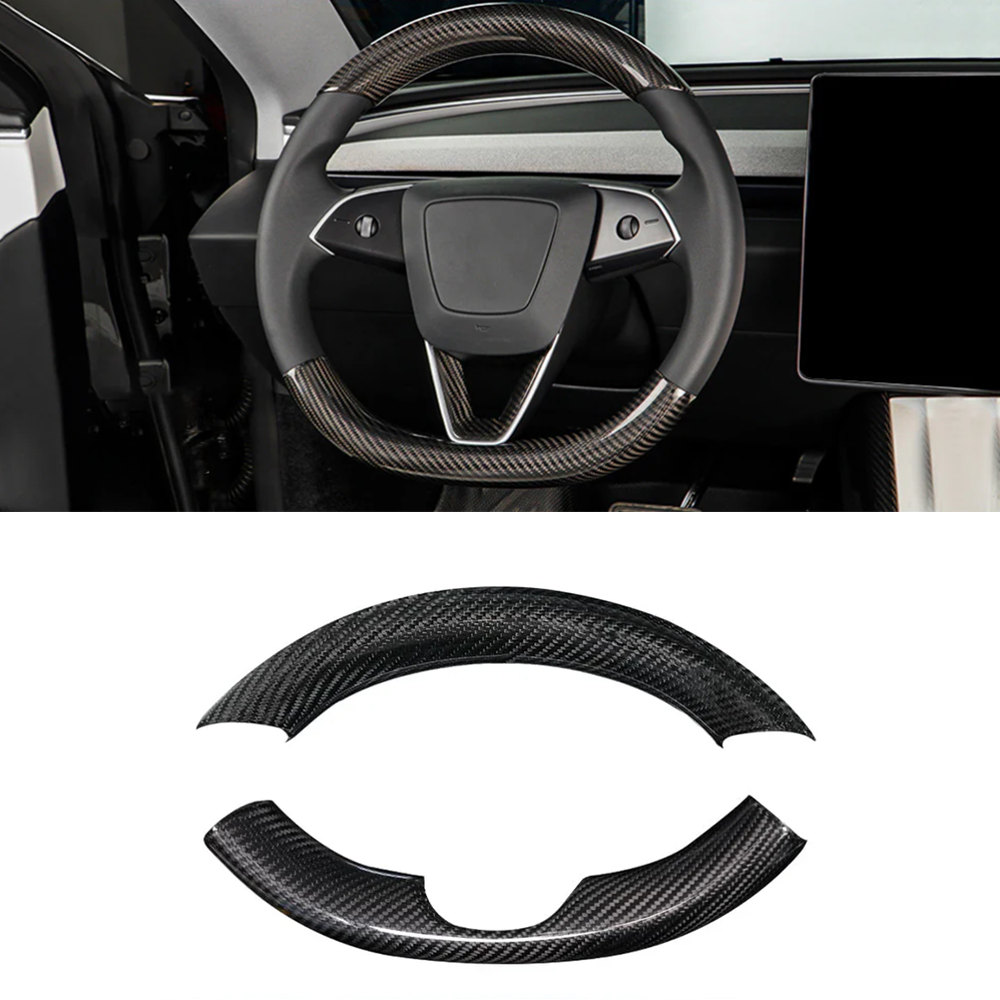 [Real Carbon Fiber] Steering Wheel Caps Cover for Tesla Model Y Juniper 2025+