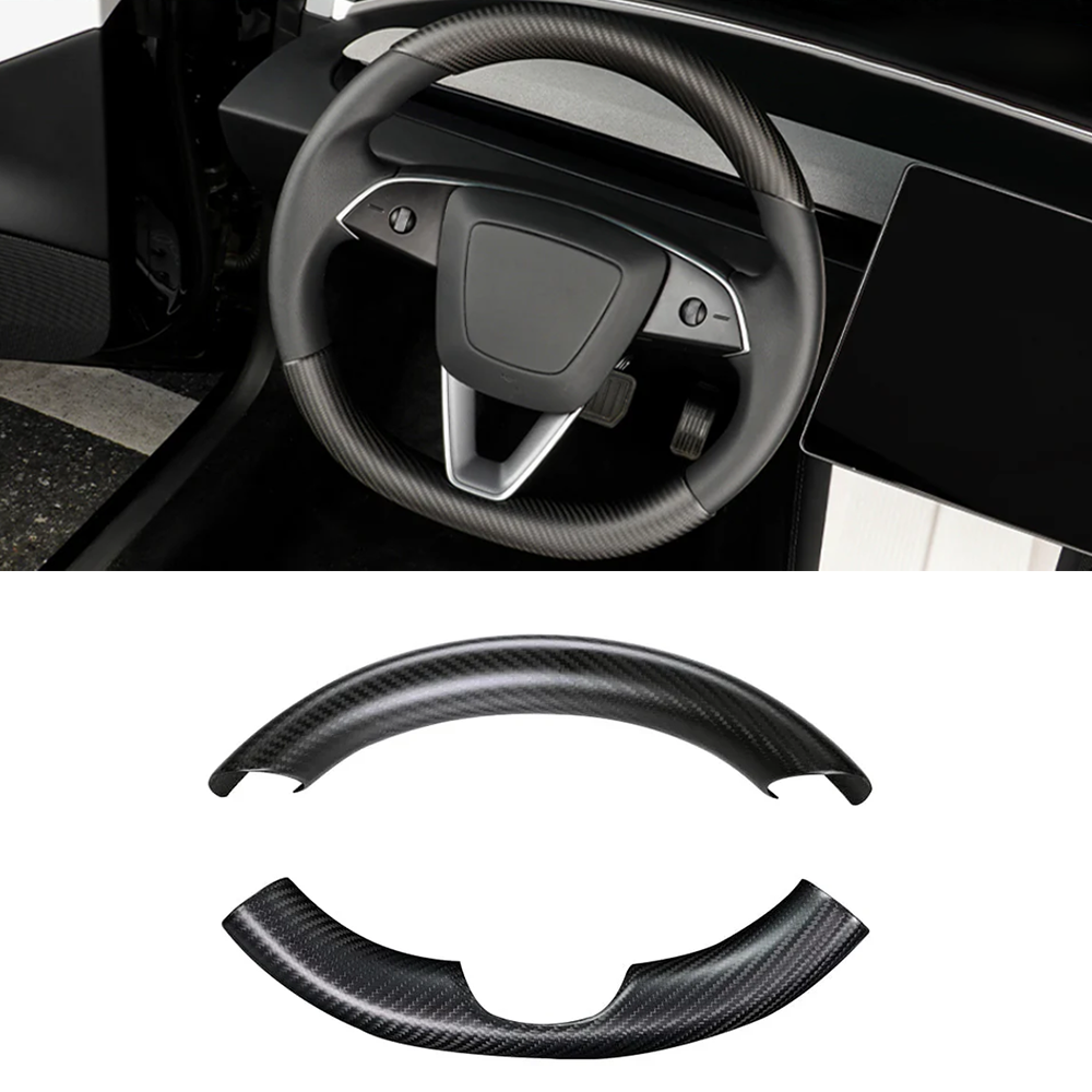 [Real Carbon Fiber] Steering Wheel Caps Cover for Tesla Model Y Juniper 2025+