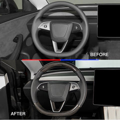 [Real Carbon Fiber] Steering Wheel Caps Cover for Tesla Model Y Juniper 2025+