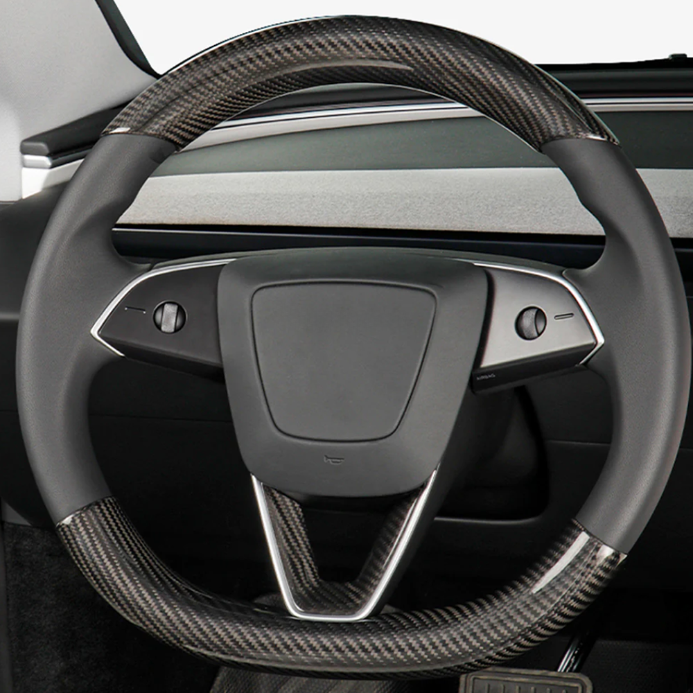 [Real Carbon Fiber] Steering Wheel Caps Cover for Tesla Model Y Juniper 2025+