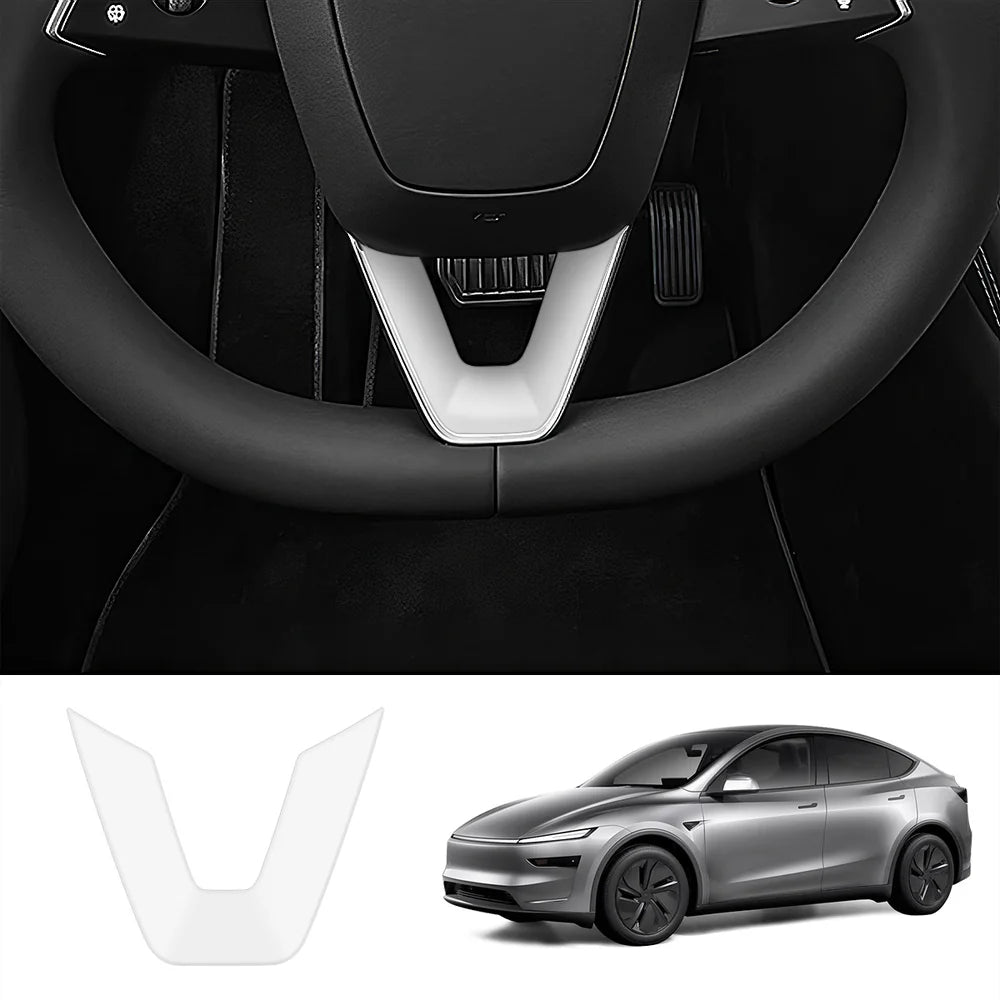 ABS Steering Wheel Center & V-Shape Trim for Tesla Model Y Juniper 2025+ / Model 3 Highland 2024+
