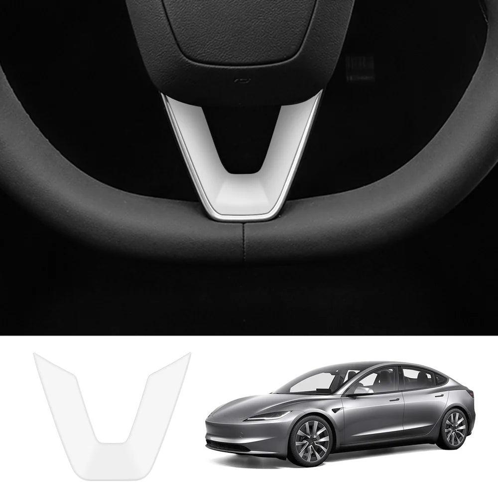 ABS Steering Wheel Center & V-Shape Trim for Tesla Model Y Juniper 2025+ / Model 3 Highland 2024+