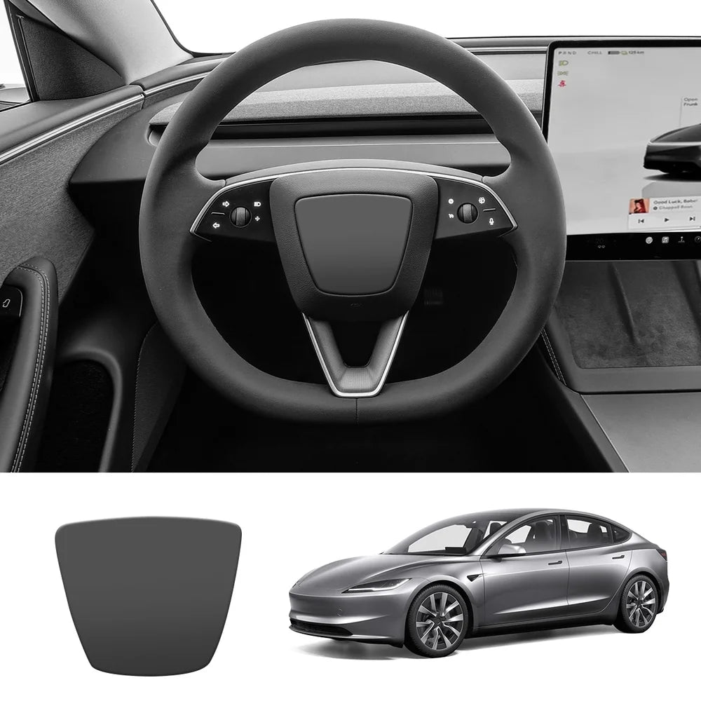 ABS Steering Wheel Center & V-Shape Trim for Tesla Model Y Juniper 2025+ / Model 3 Highland 2024+