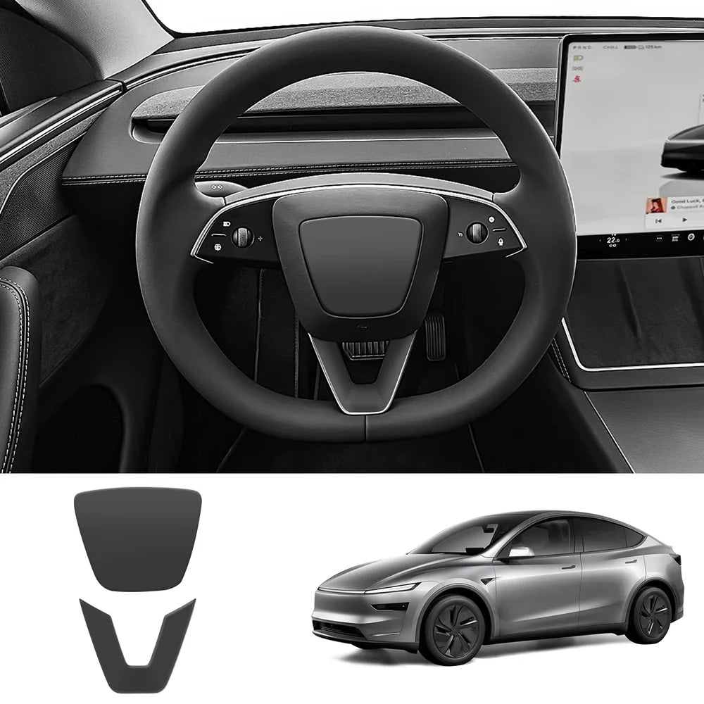 ABS Steering Wheel Center & V-Shape Trim for Tesla Model Y Juniper 2025+ / Model 3 Highland 2024+