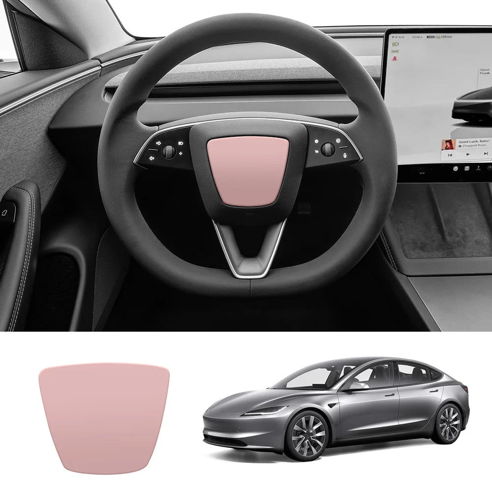 ABS Steering Wheel Center & V-Shape Trim for Tesla Model Y Juniper 2025+ / Model 3 Highland 2024+