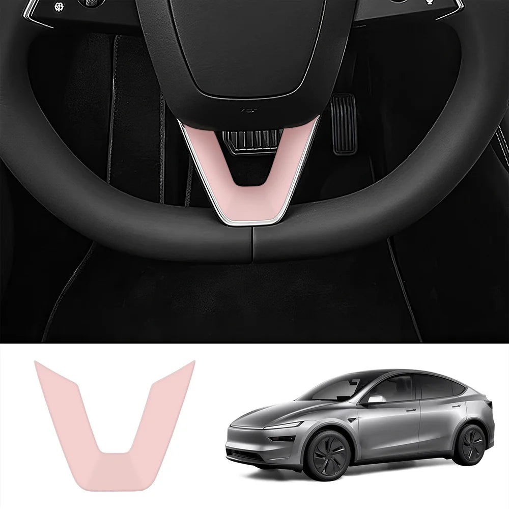 ABS Steering Wheel Center & V-Shape Trim for Tesla Model Y Juniper 2025+ / Model 3 Highland 2024+
