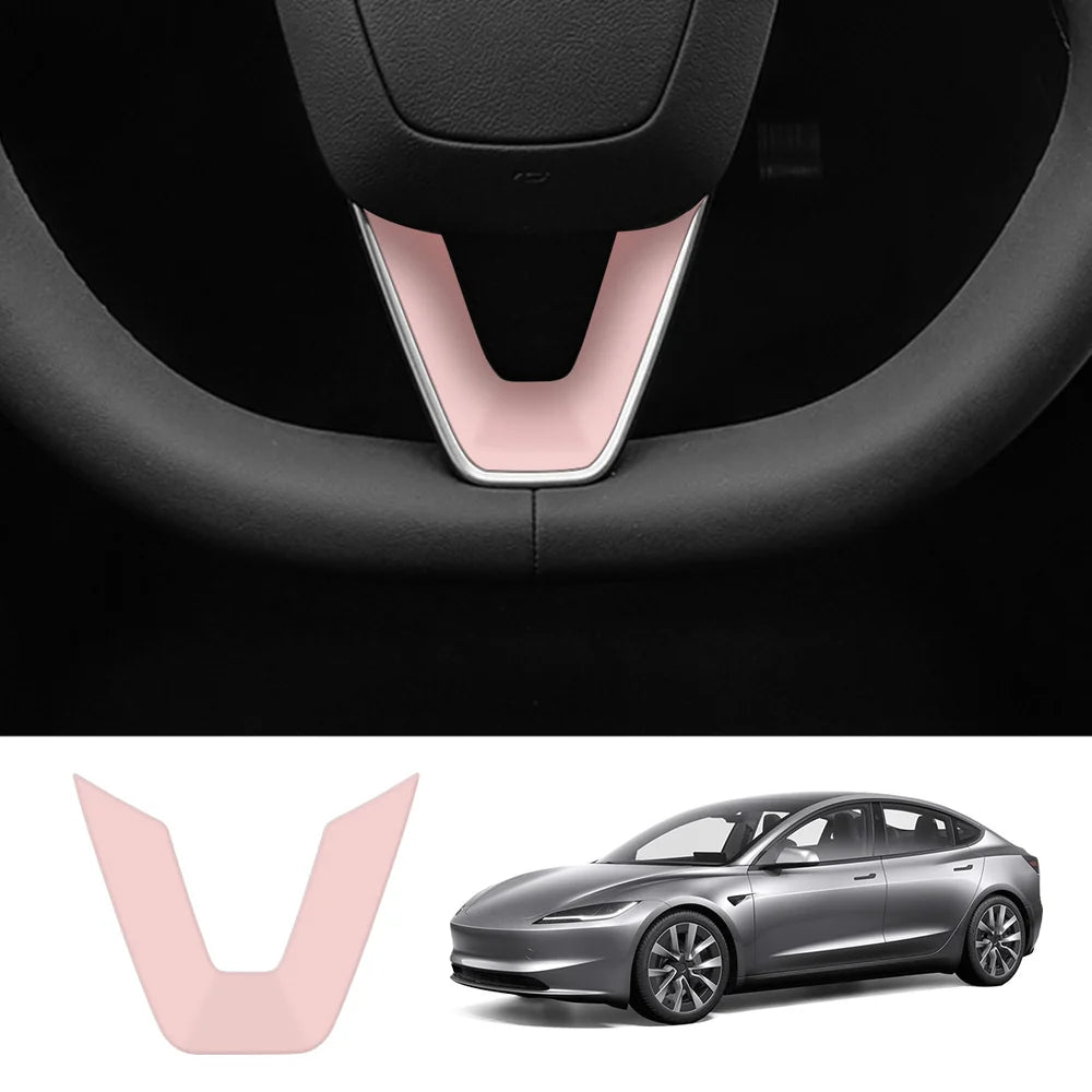 ABS Steering Wheel Center & V-Shape Trim for Tesla Model Y Juniper 2025+ / Model 3 Highland 2024+