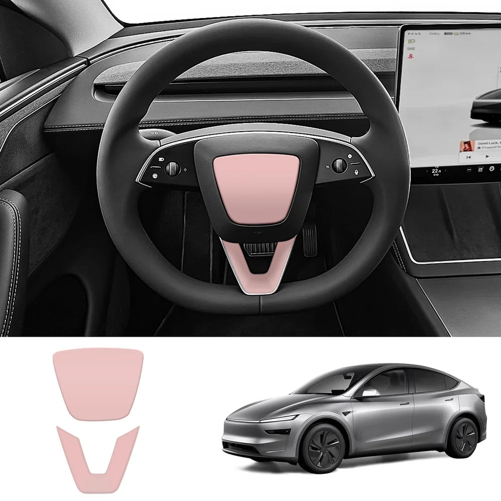 ABS Steering Wheel Center & V-Shape Trim for Tesla Model Y Juniper 2025+ / Model 3 Highland 2024+