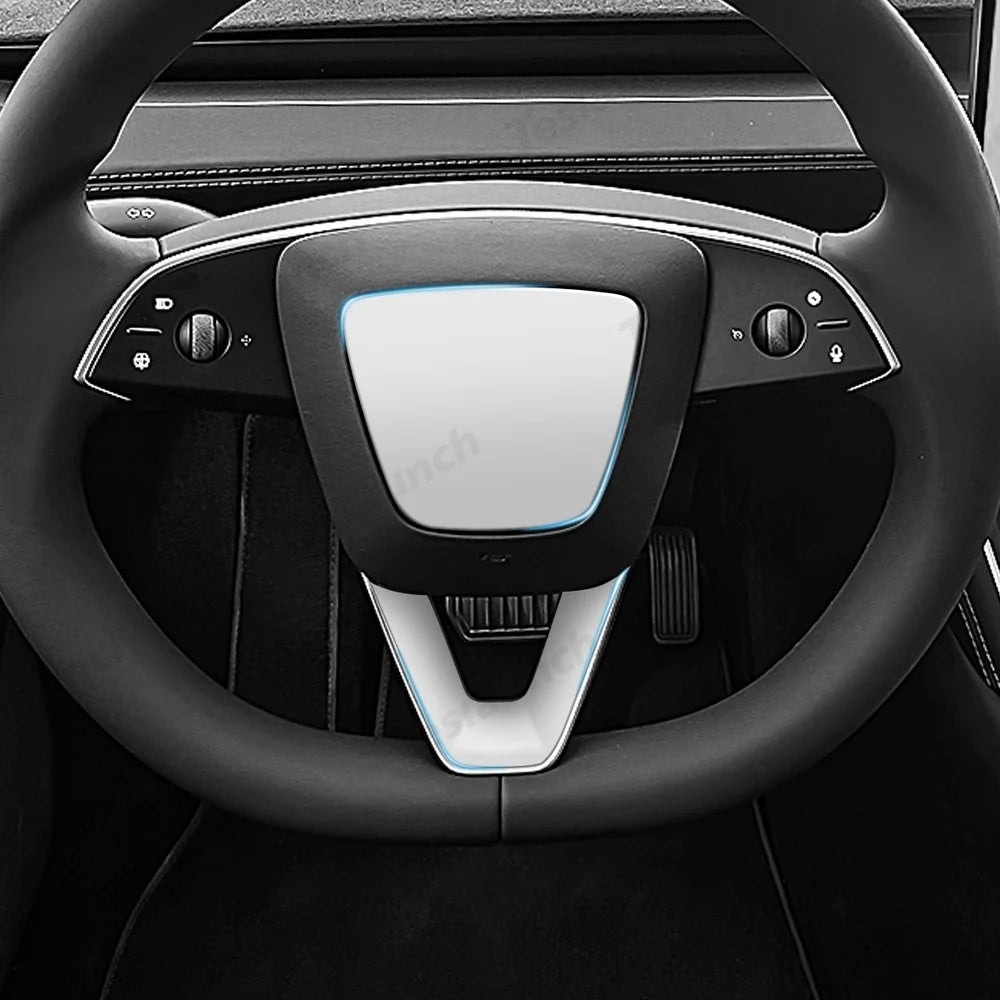 ABS Steering Wheel Center & V-Shape Trim for Tesla Model Y Juniper 2025+ / Model 3 Highland 2024+