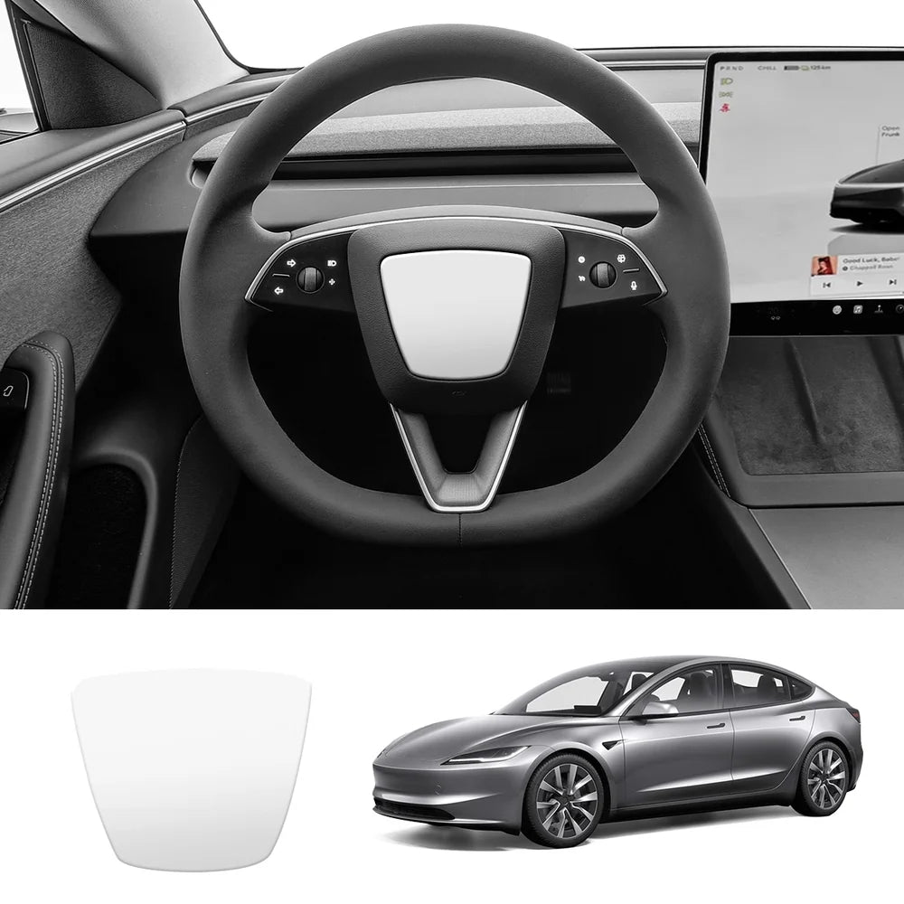 ABS Steering Wheel Center & V-Shape Trim for Tesla Model Y Juniper 2025+ / Model 3 Highland 2024+