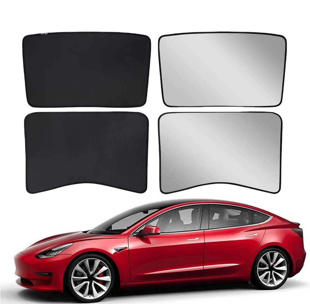 EVAMPIFY Glass Roof / Sunroof Sunshade for Tesla Model 3(2021-2023) Sun Visor Accessories, Black / Semi-Coverage