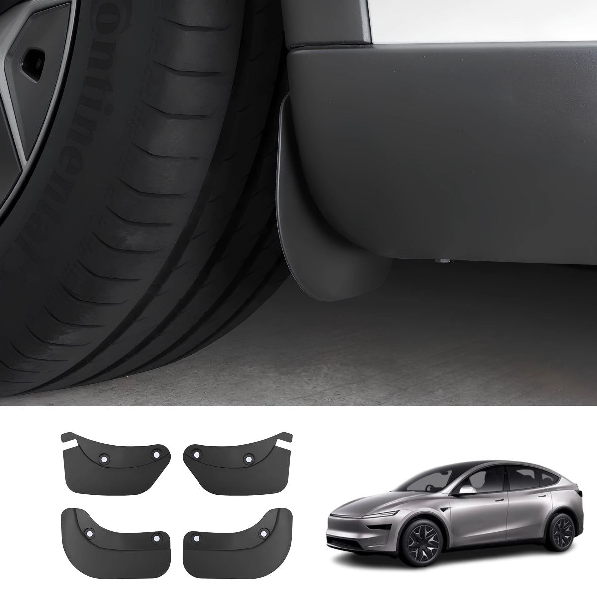 TPE Mud Flaps No-Drill Hidden Fender Guards for Tesla Model Y L 2026+