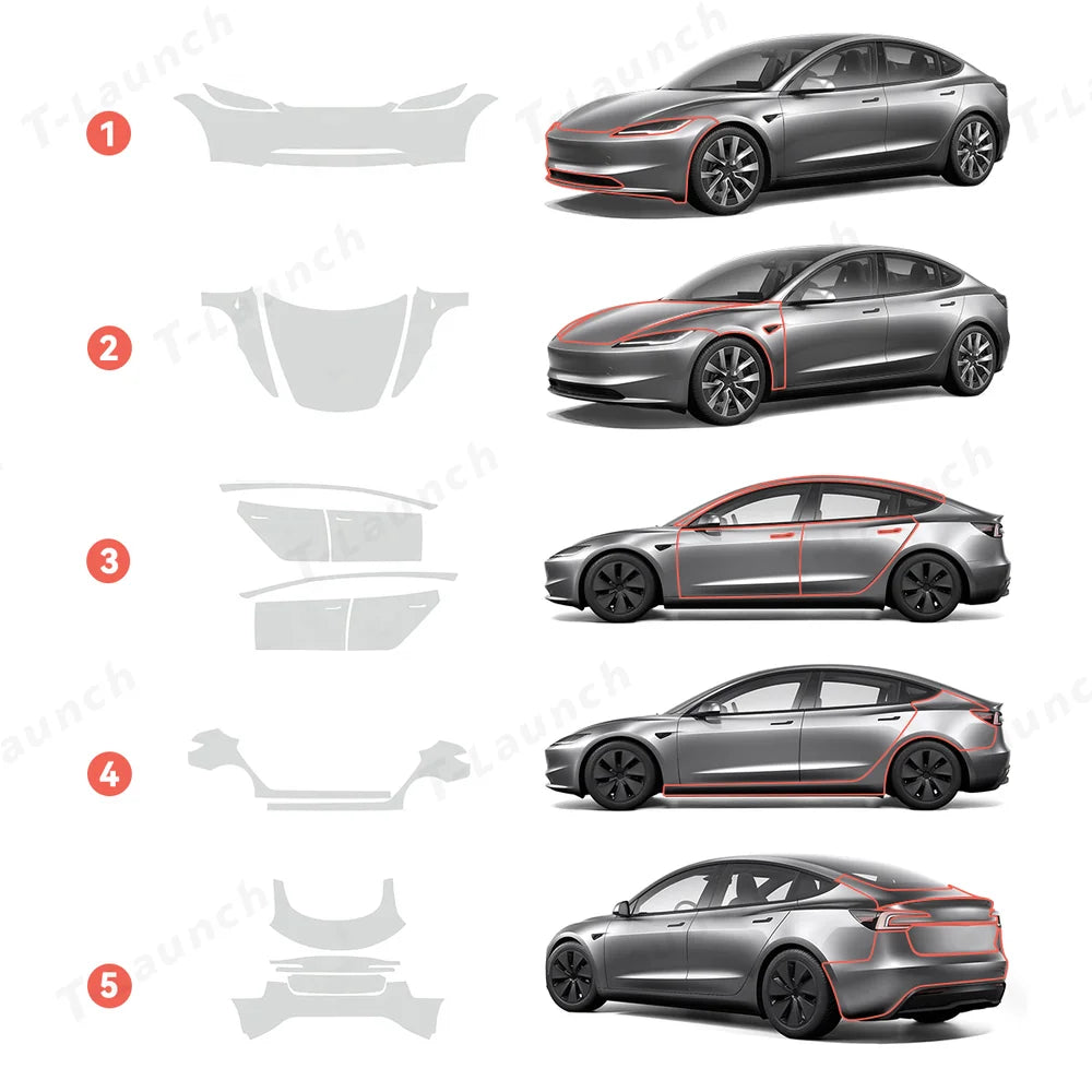 TPU Invisible Full Car Paint Protection Film (PPF) for Tesla Model 3 Highland 2024+