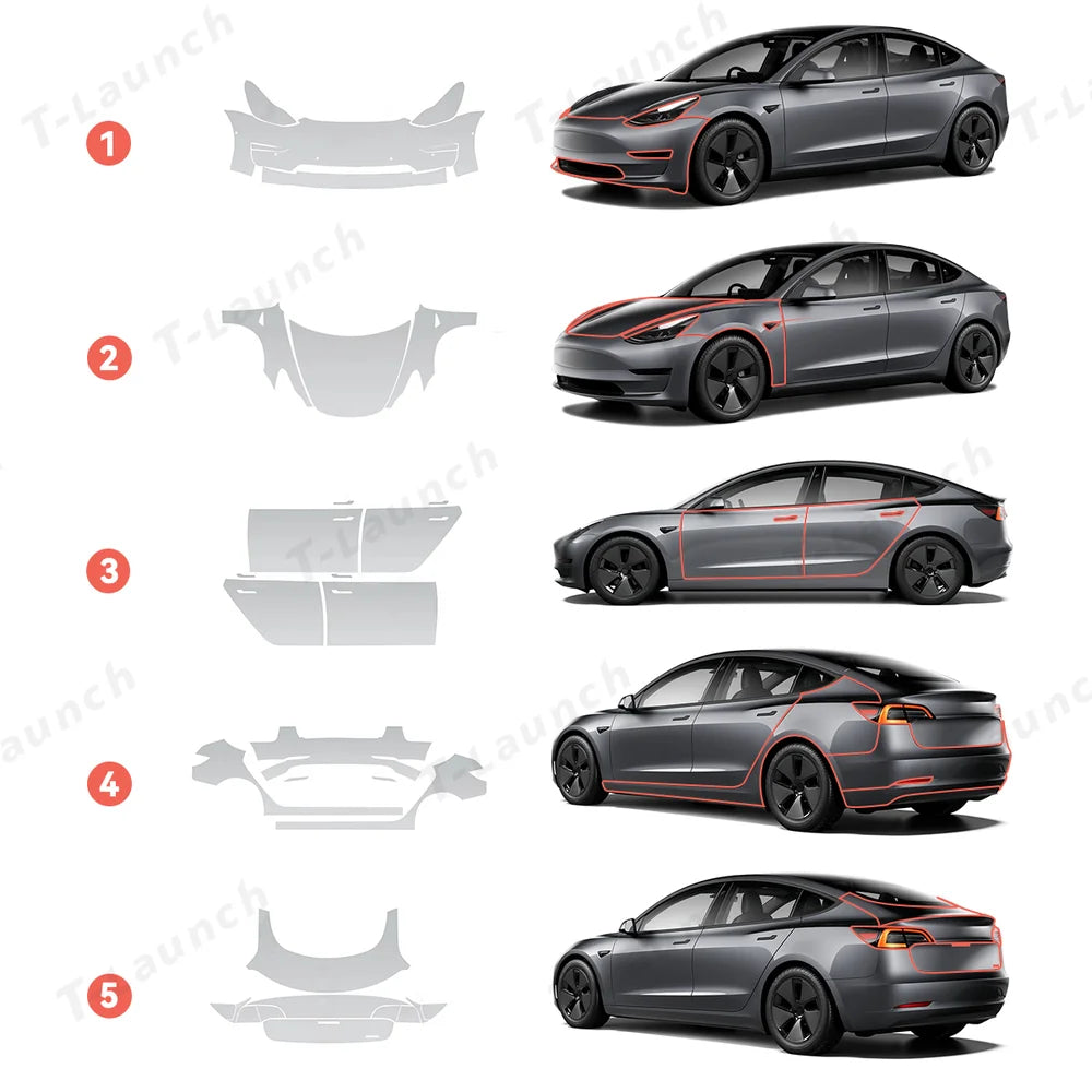 TPU Invisible Full Car Paint Protection Film (PPF) for Tesla Model 3 (2020-2023)