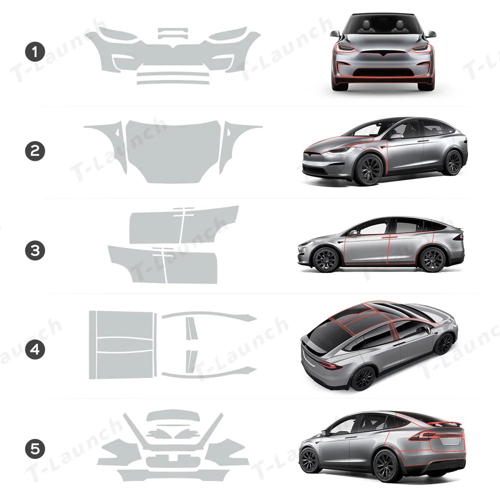 TPU Invisible Full Car Paint Protection Film (PPF) for Tesla Model X (2022-2024)